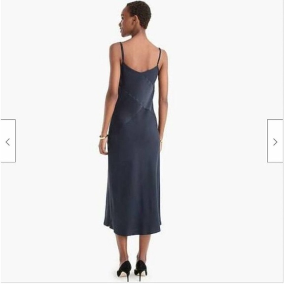 J. Crew Mixed Satin Crepe Slip Dress Little Black Dress Size 12 Spaghetti NWT - Picture 2 of 5